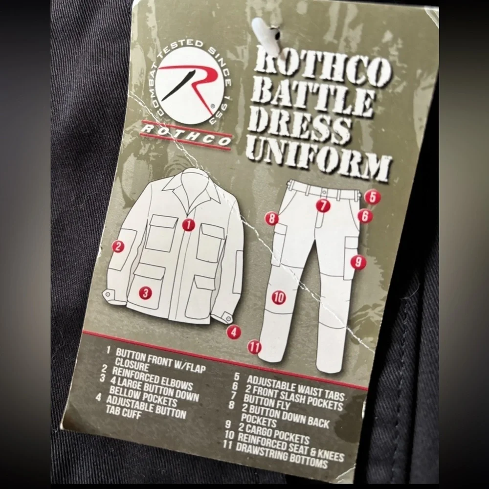 NWT Rothco Battle Dress Uniform Men’s Black Cargo Pants Size XL. 39/43